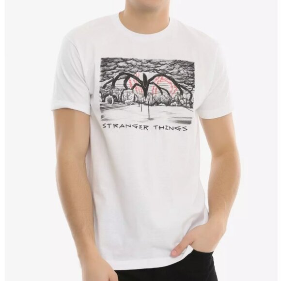 BNWT Stranger Things White Shadow Monster Sketch Tee, Size M - Picture 2 of 3